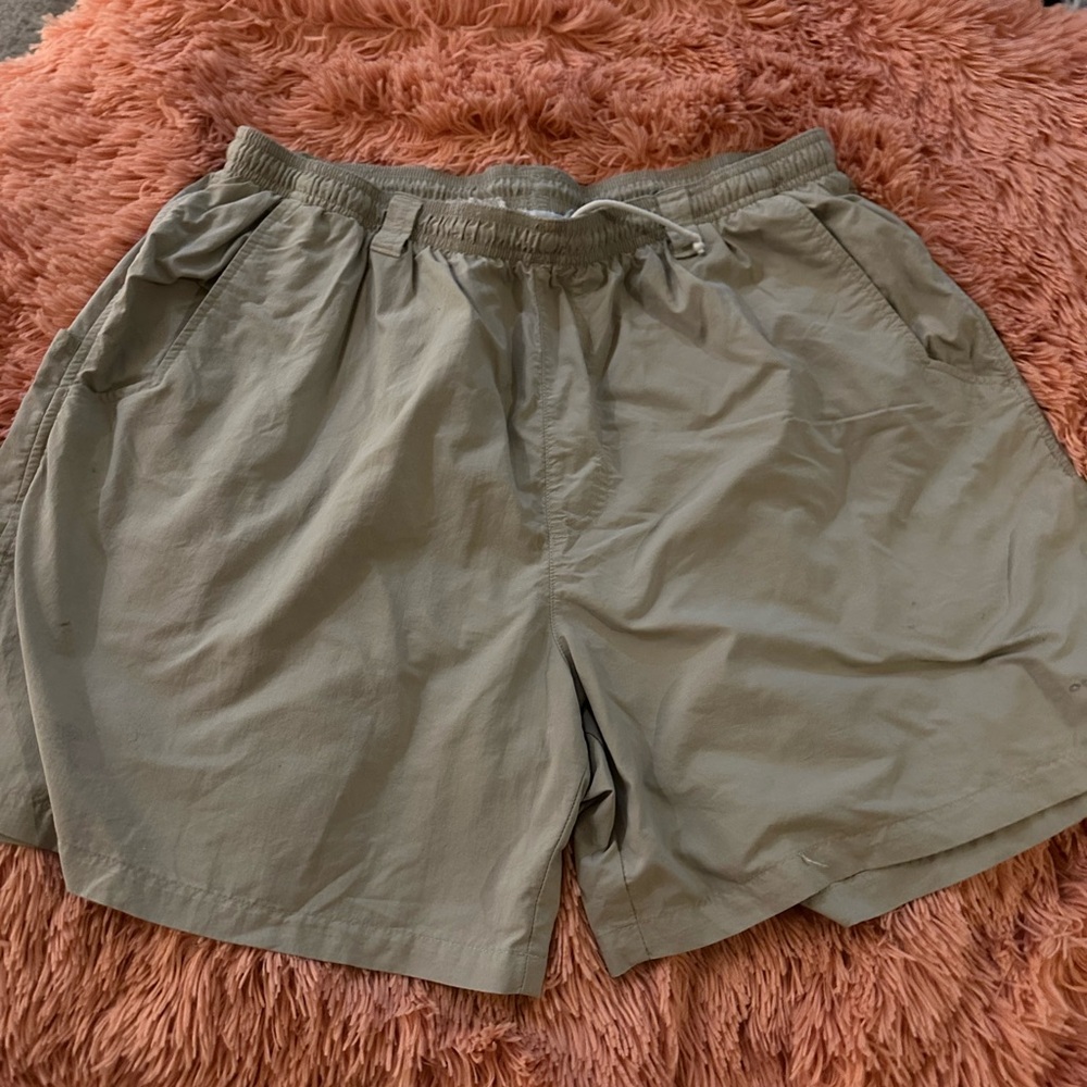 Mens khaki Columbia PFG xlarge‎ mesh lined swimming trunks shorts